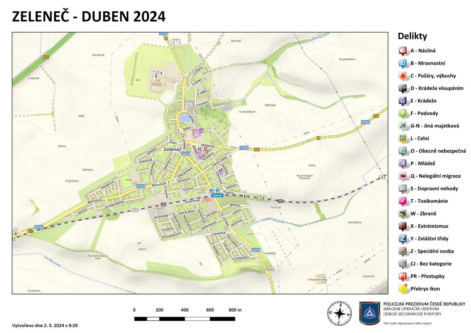 Mapa kriminality - duben 2024